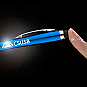 Push the stylus at the end of pen to light up your logo