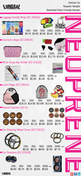 Lungsal's Neoprene Coasters, Bags, and Tags