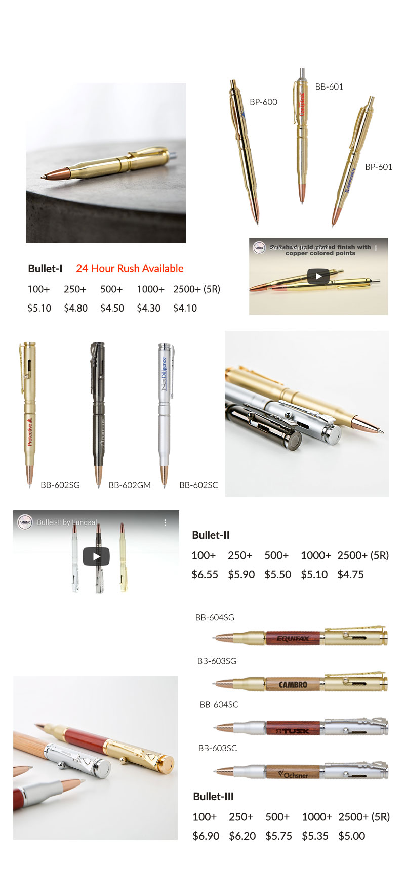 Lungsal's Bullet and Rifle Pens