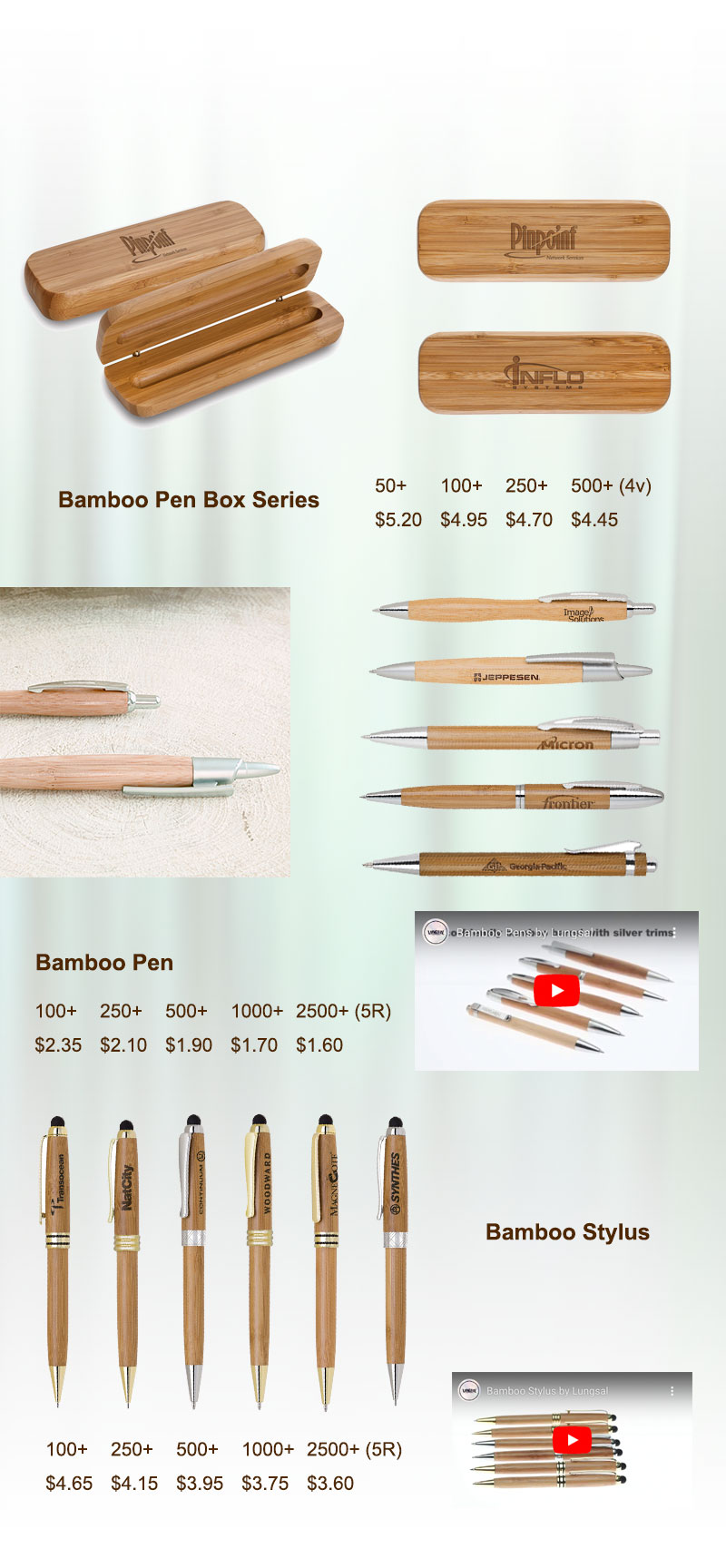 Lungsal's Bamboo Pen Sets
