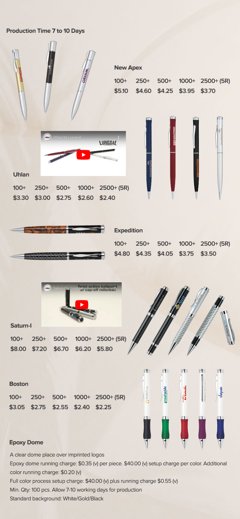 Lungsal's Epoxy Dome Pens