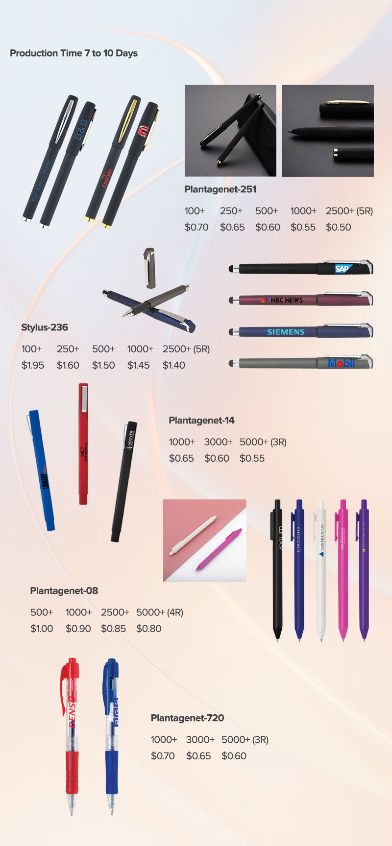 Lungsal's Soft Touch and Gel Pens (Plastic)