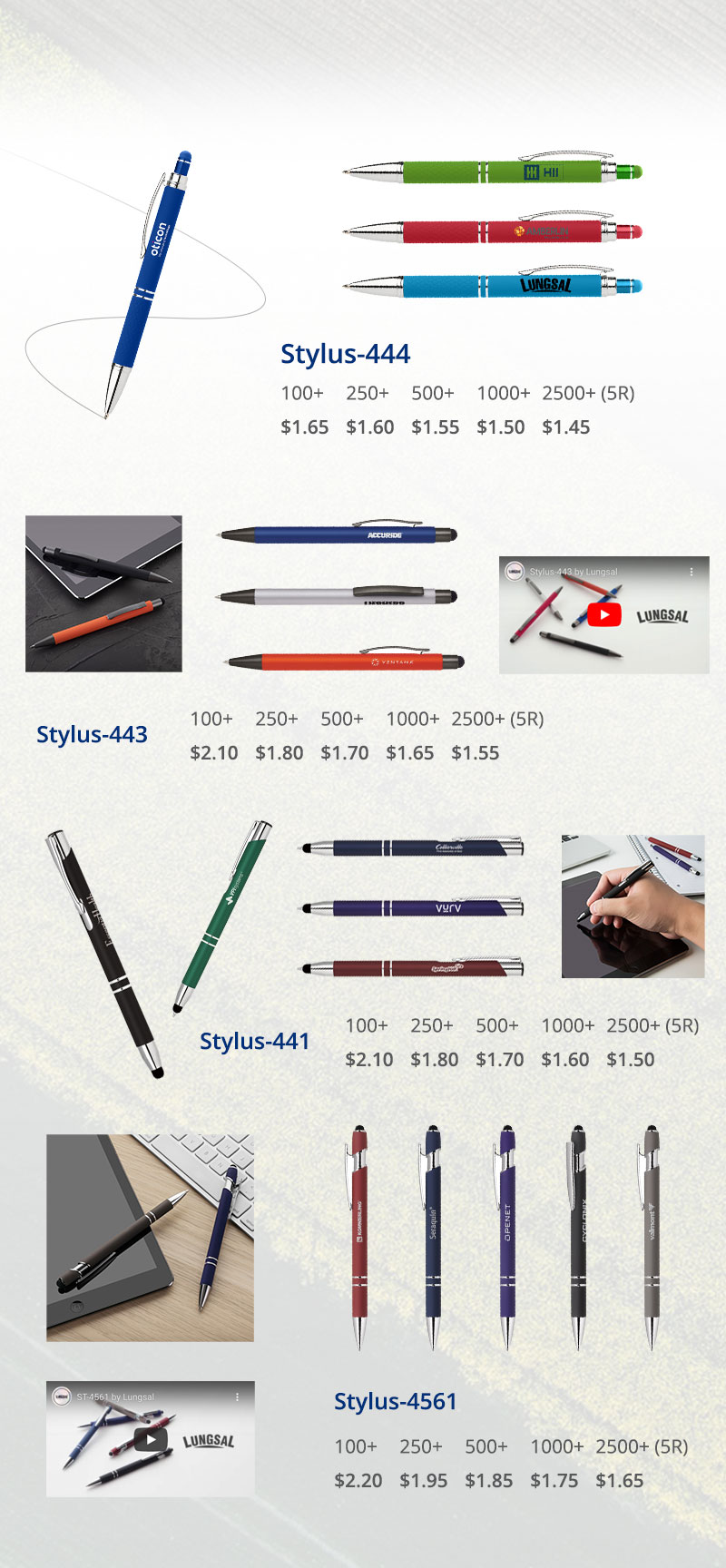 Lungsal's Soft Touch Stylus Pens