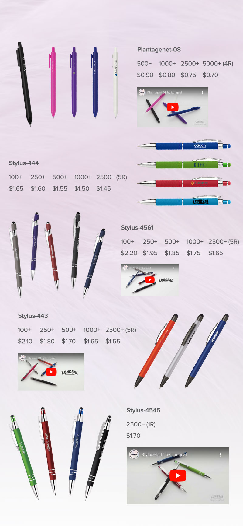 Lungsal's Top Soft Touch Pens